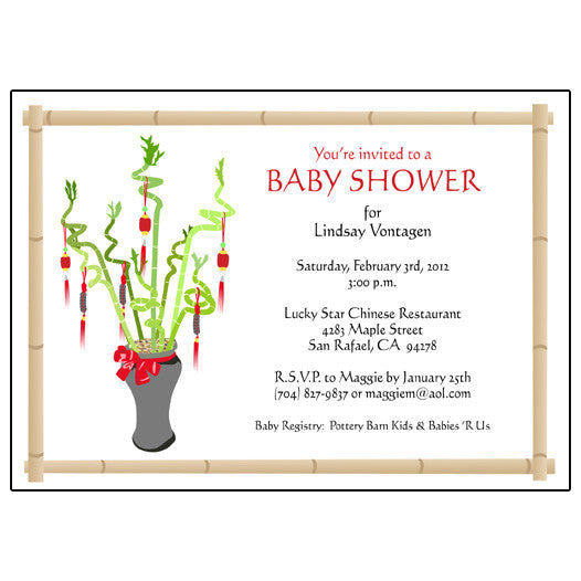 Lucky Bamboo Adoption Shower Invitation