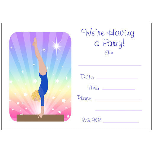 Gymnastics Birthday Party Invitation Template