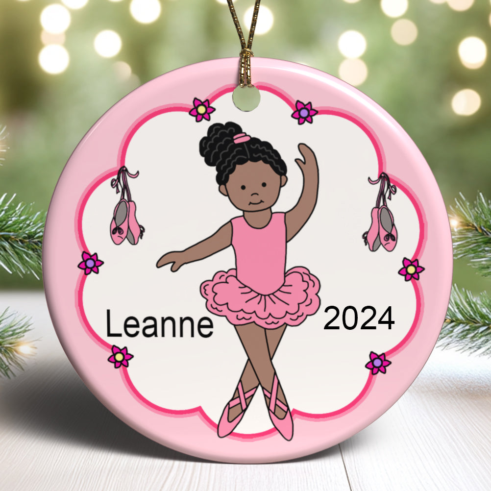 Personalized ballerina Christmas ornament - customize skin and hair  color