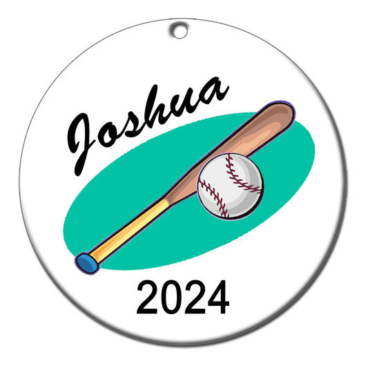 Baseball Bat Personalized Christmas Ornament