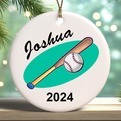 Personalized Baseball Bat Christmas Ornament