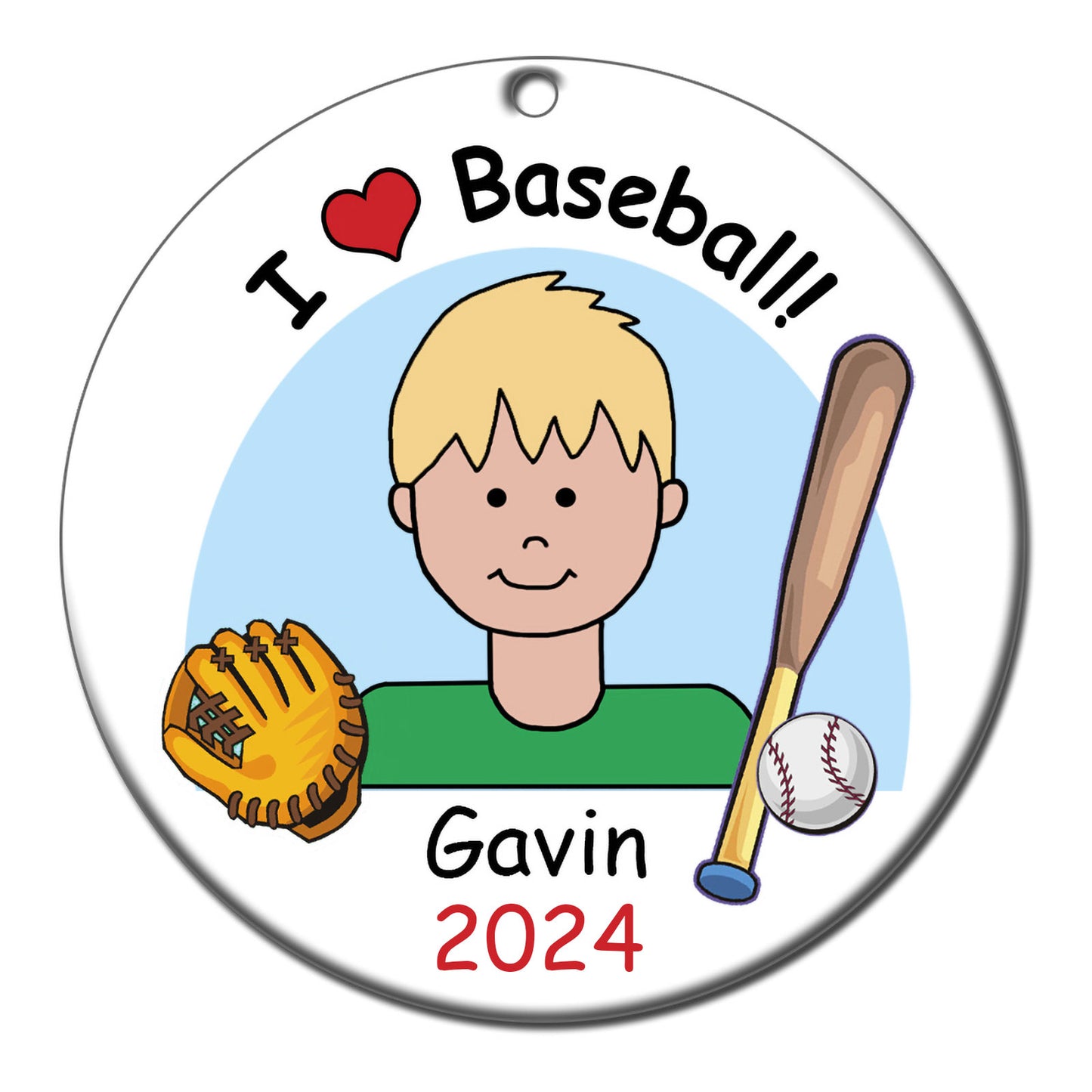 Baseball Kid Personalized Christmas Ornament - Boy