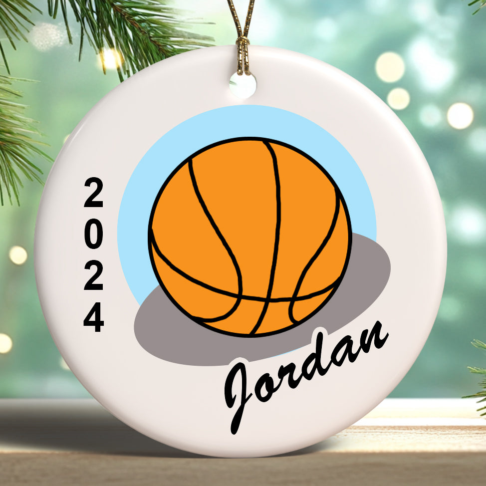 Personalized basketball Christmas ornament