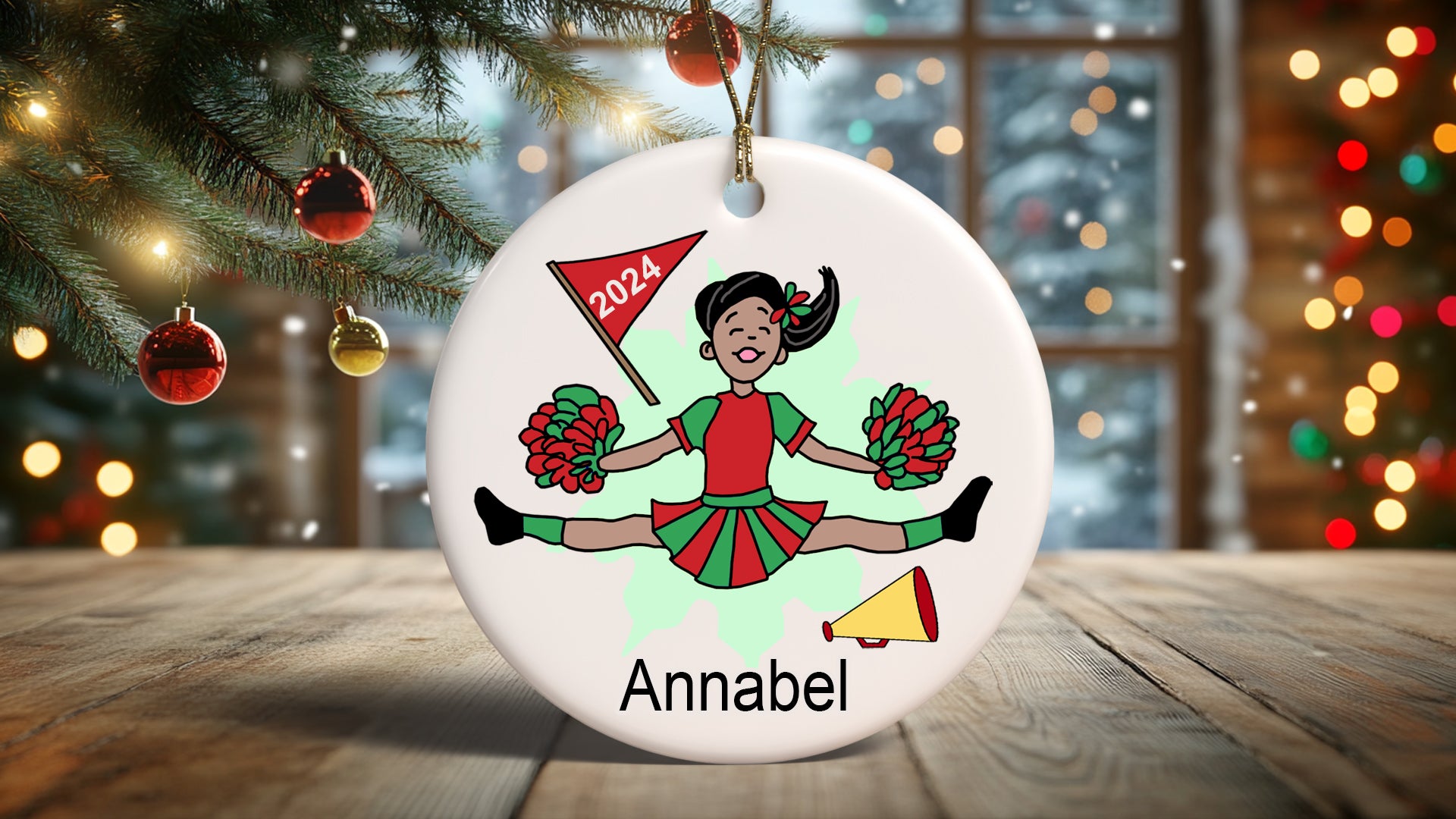 Personalized Cheerleader Cheerleading Christmas Ornament