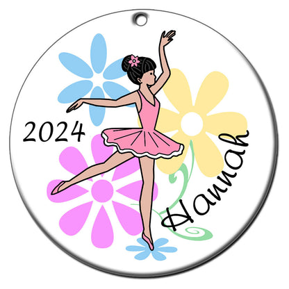 Ballet or Dance Christmas Ornament - Dainty Floral Ballerina