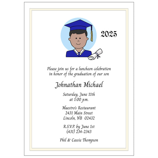 Cartoon Person Graduation Invitation or Announcement - Boy or Man