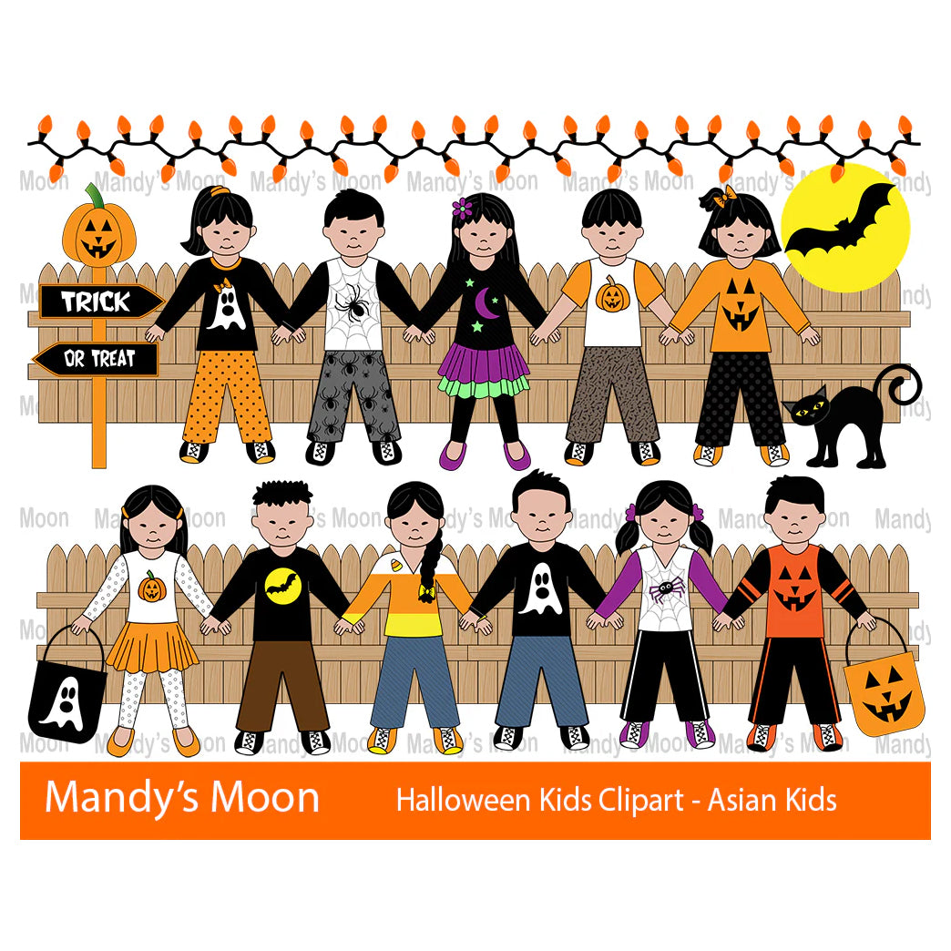 Halloween Kids Clipart Set - Asian Kids (Personal & Nonprofit Use only)