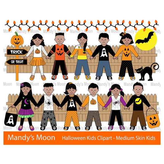 Halloween Kids Clipart Set - Medium Skin (Personal & Nonprofit Use only)