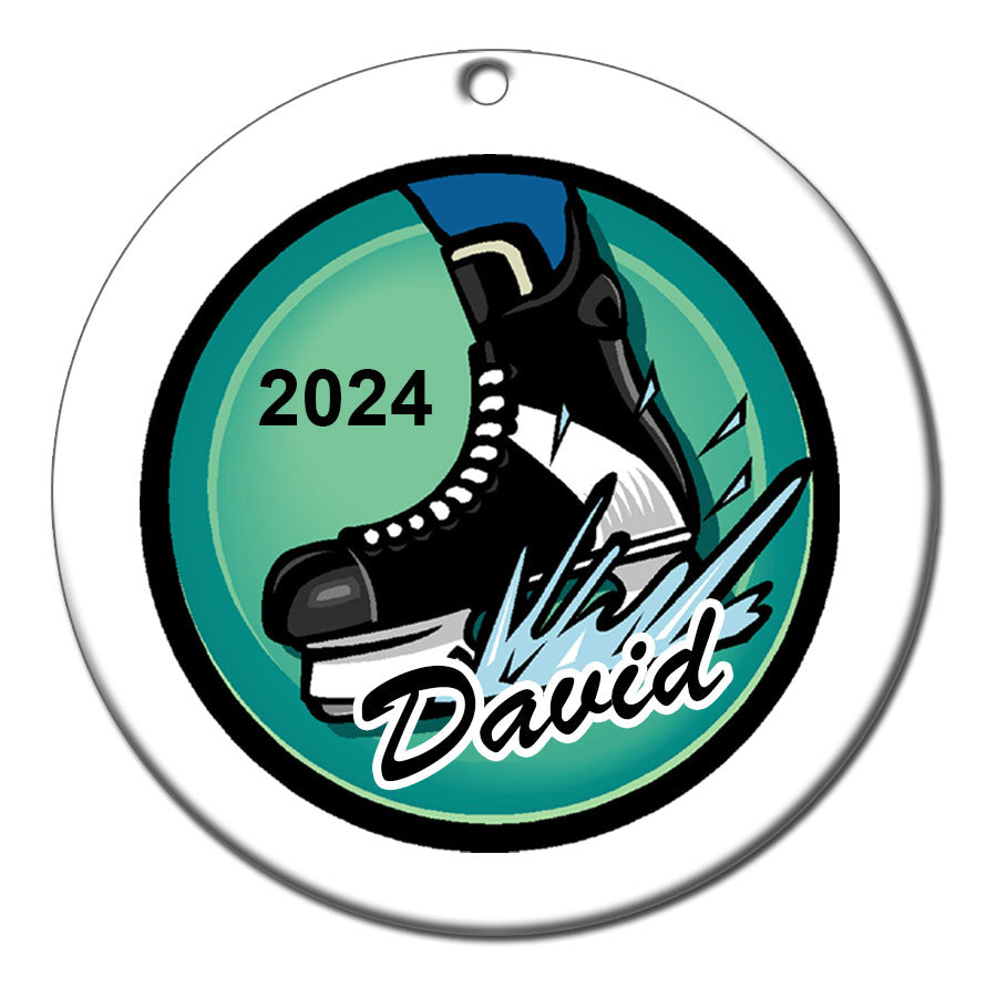 Hockey Skate Personalized Christmas Ornament