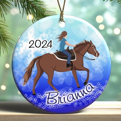 Personalized Horse Dreams Horseback Riding Christmas Ornament 