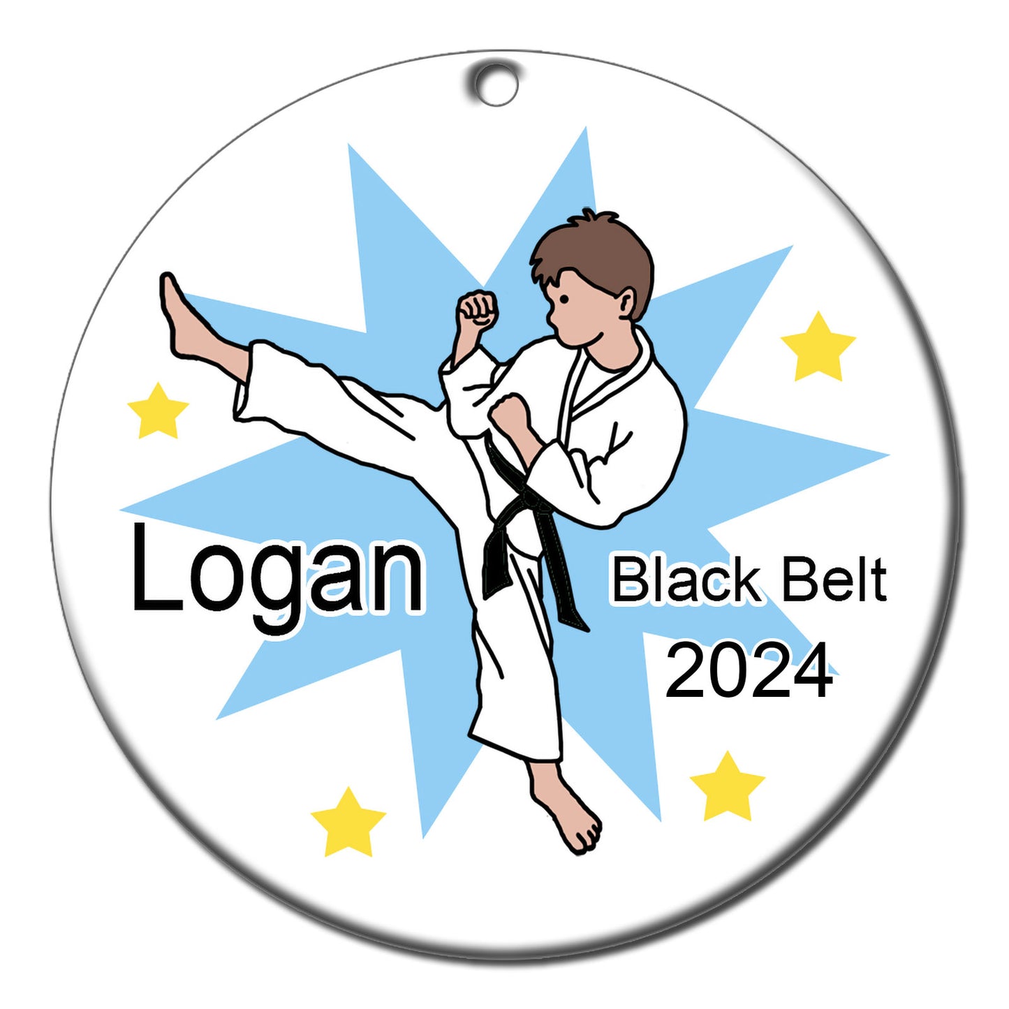 Karate or Martial Arts Boy Christmas Ornament - Kick Design