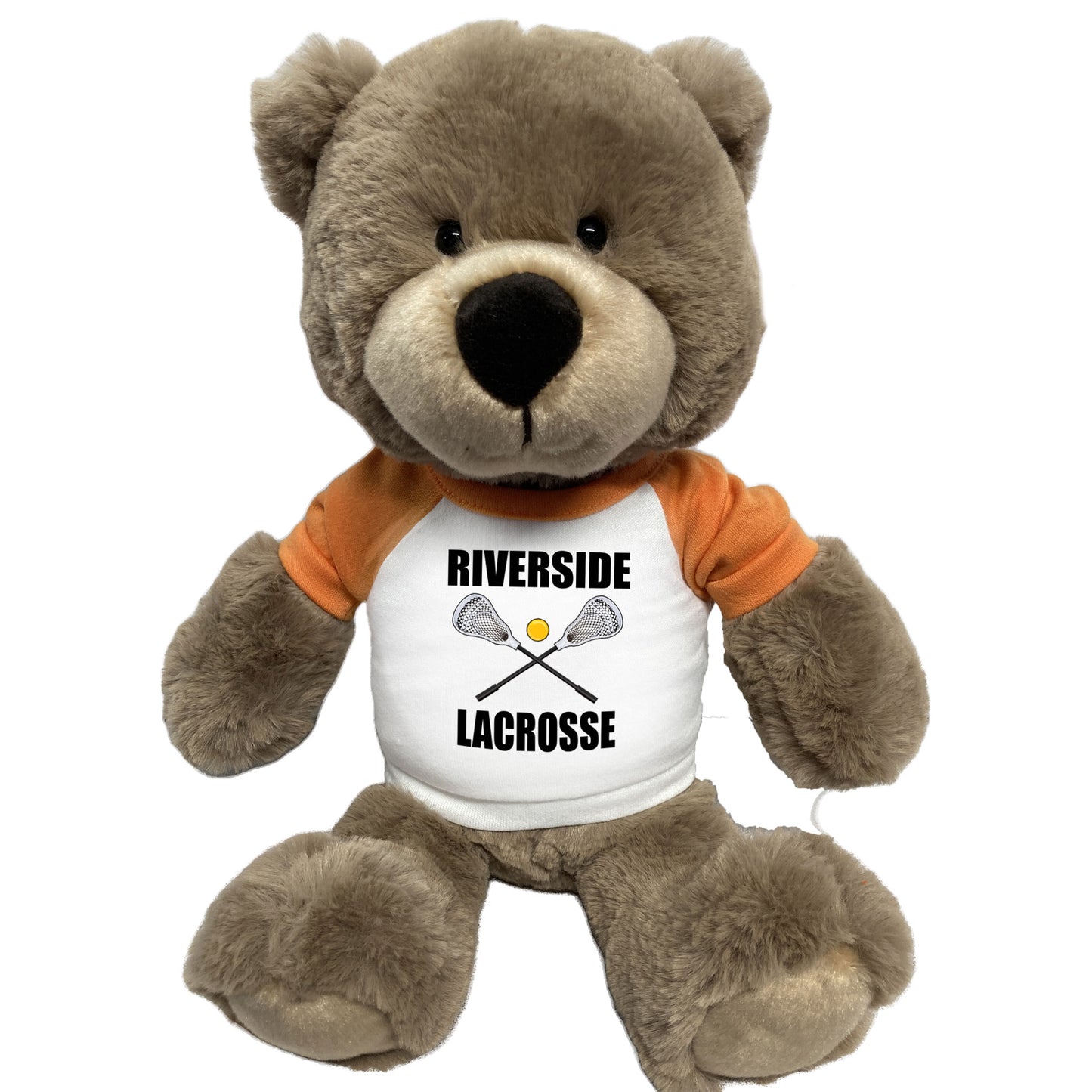 Personalized Lacrosse Teddy Bear - 14 Inch Taupe Bear