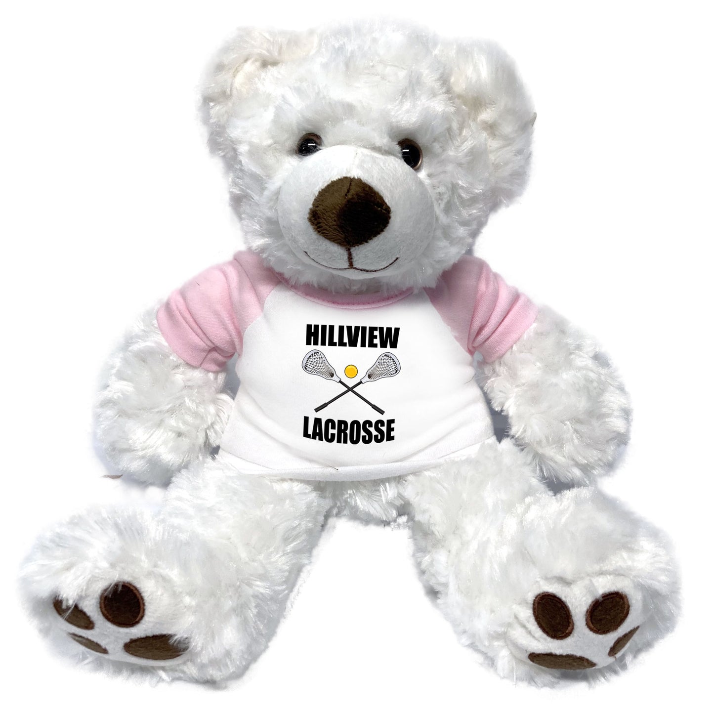 Personalized Lacrosse Teddy Bear - 13" Pearly White Vera Bear