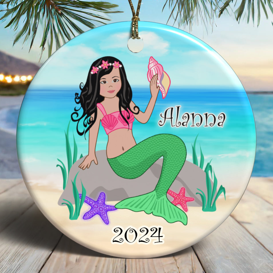 Personalized mermaid Christmas ornament