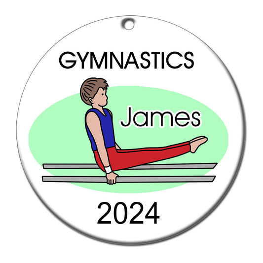 Gymnastics Christmas Ornament - Boy on Bars - Personalized