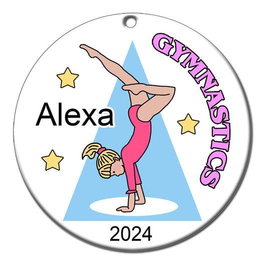 Gymnastics Christmas Ornament - Handstand Design - Personalized