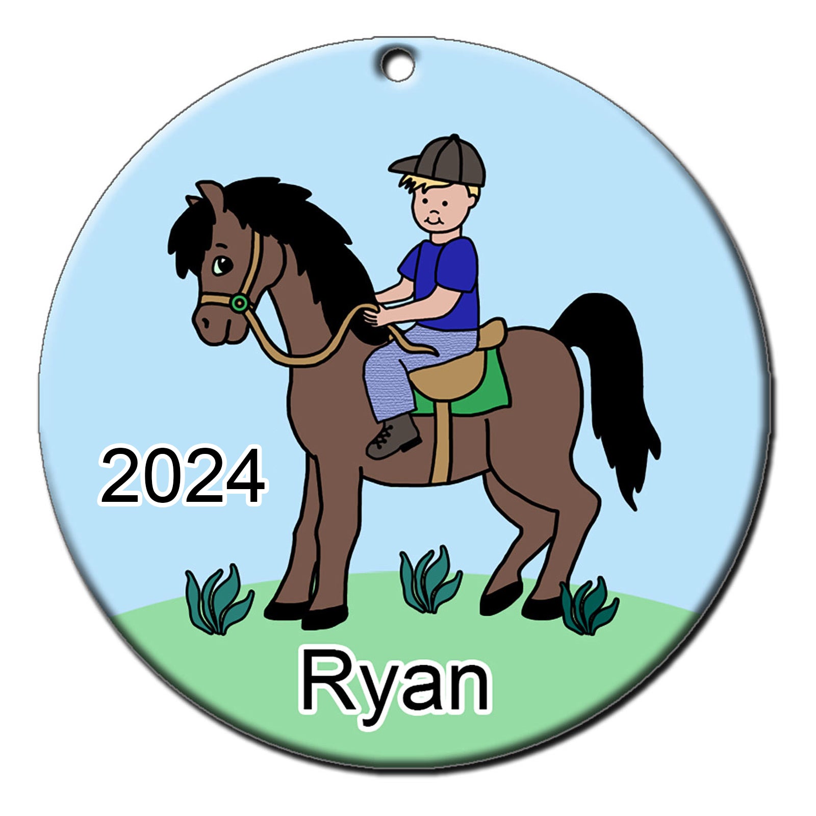 Boy&nbsp;on Horse Personalized Christmas Ornament