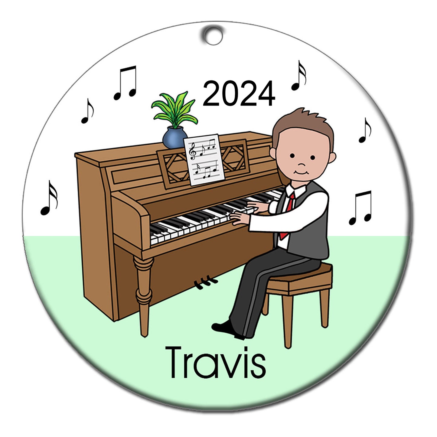 Piano Recital Boy Personalized Christmas Ornament