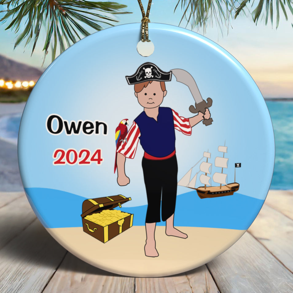 Personalized Pirate boy Christmas ornament