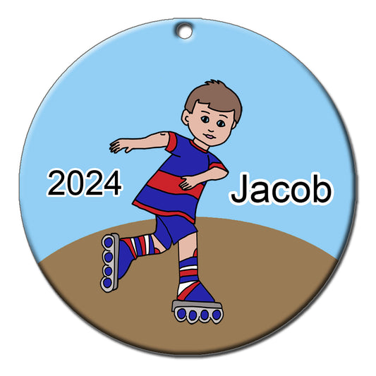 Roller Skating Boy Personalized Christmas Ornament