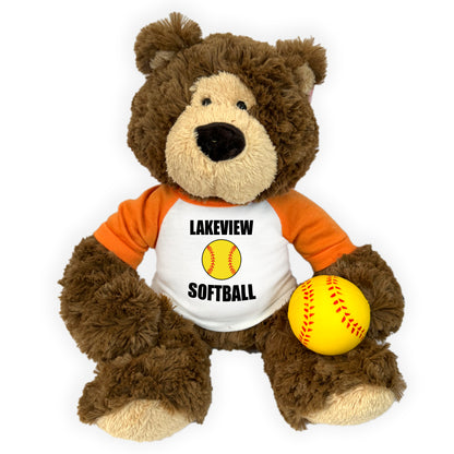 Personalized Softball Teddy Bear - 14" Bear Hugs