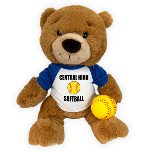 Personalized Softball Teddy Bear - 14" Ginger Bear