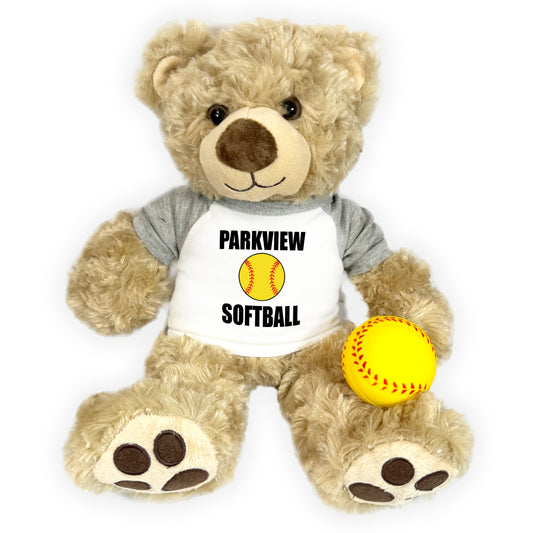 Personalized Softball Teddy Bear - 13" Honey Vera Bear