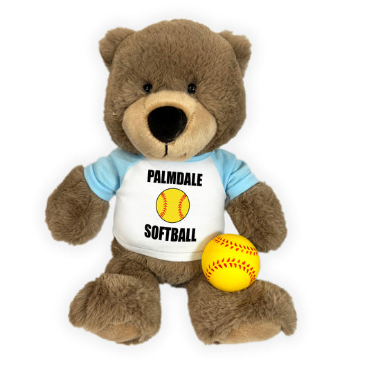 Personalized Softball Teddy Bear - 14" Taupe Bear