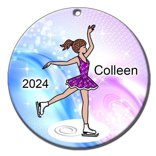 Ice Skating Christmas Ornament - Dainty Sparkle Skater