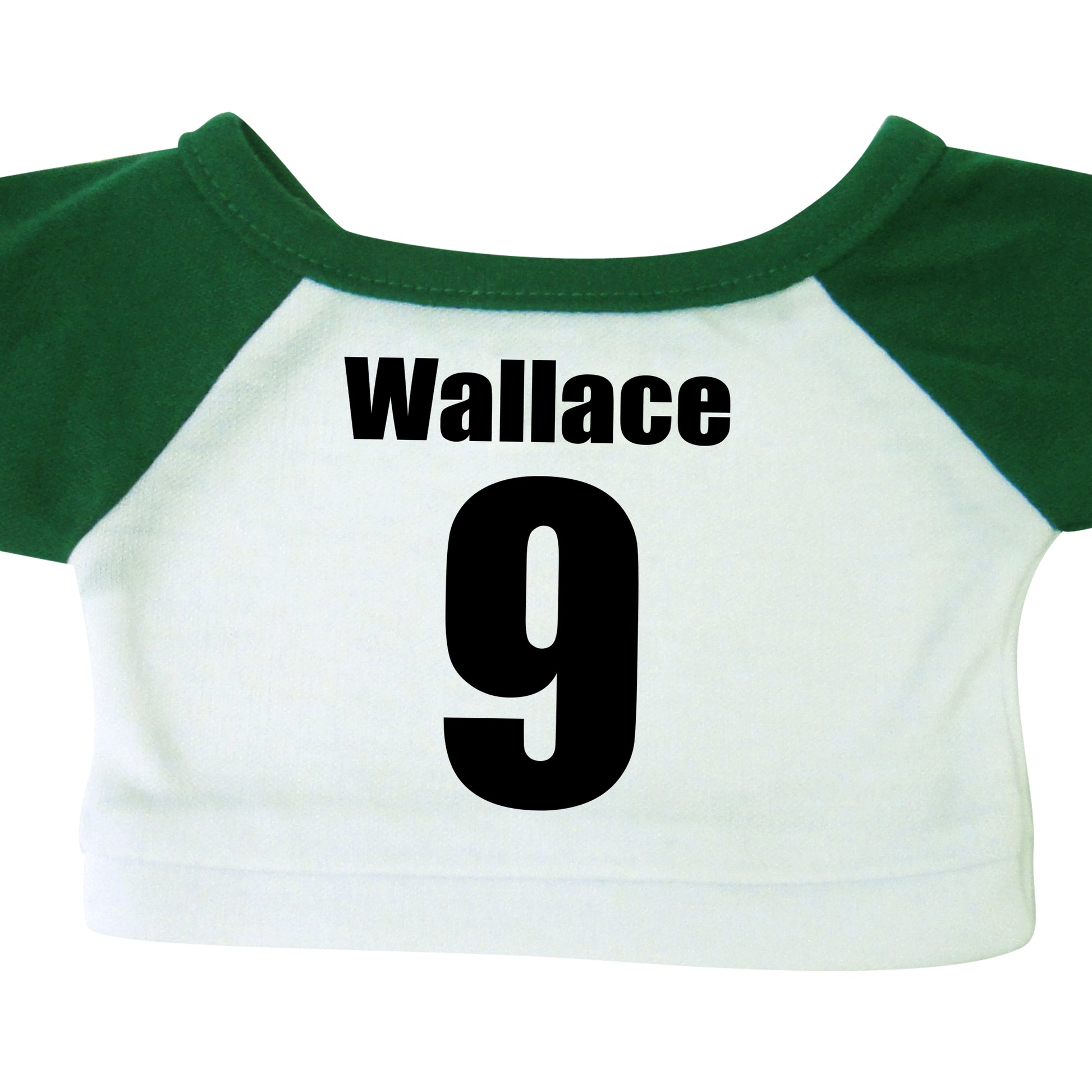 Back of personalized sports teddy bear t-shirt, Green