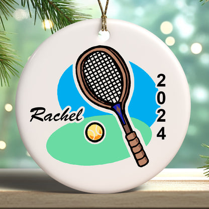 Personalized Tennis Racket Christmas Ornament