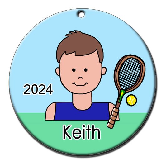 Tennis Kid Personalized Christmas Ornament - Boy