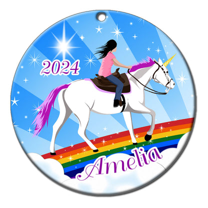 Unicorn Dreams Personalized Christmas Ornament