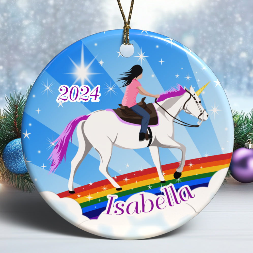 Personalized Unicorn Dreams Christmas Ornament