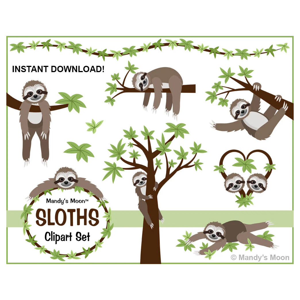 Sloths Clipart Set (Personal & Nonprofit Use only)