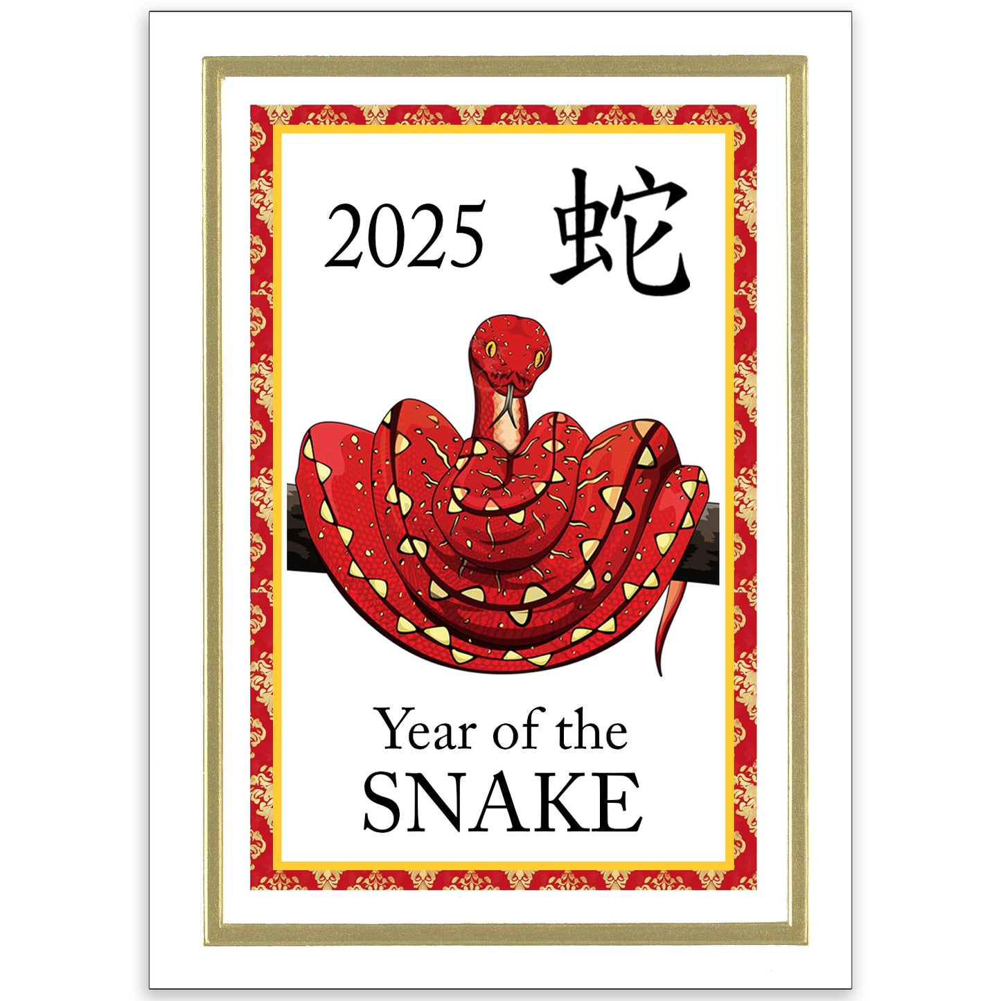 Chinese Zodiac Year of the Snake 2025 Note Cards for Lunar New Year