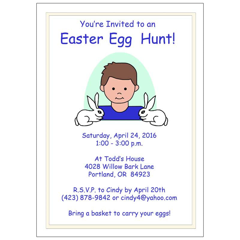 Easter Party or Egg Hunt Invitations - Boy