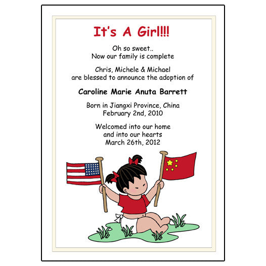 Flag Baby Adoption Announcement - Girl