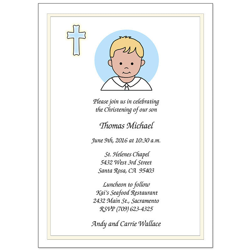 Baptism or Christening Invitation - Boy