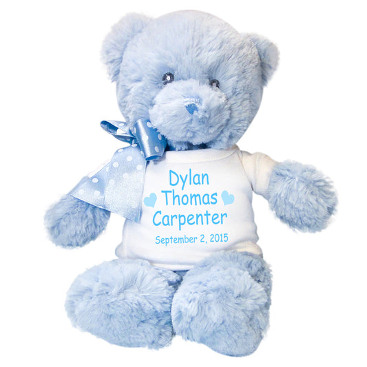 Personalized Teddy Bear for Baby Boy- 12" Blue Baby Bear