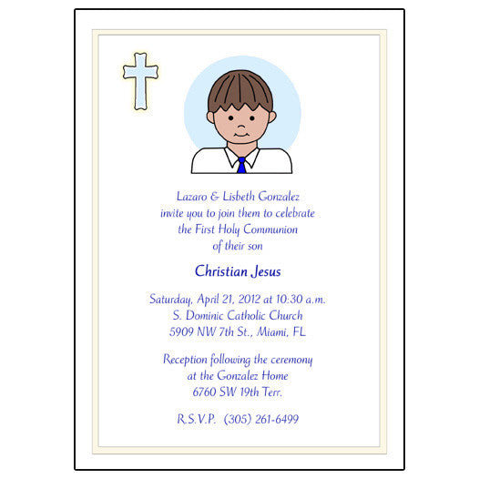 First Communion or Confirmation Invitation - Boy