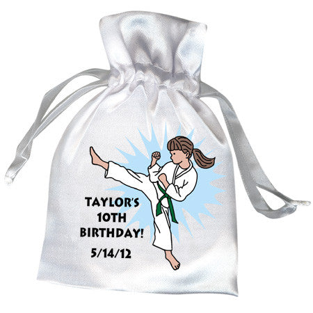 Karate or Martial Arts Girl Favor Bag - Kick Design