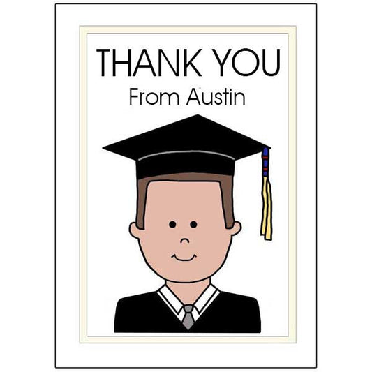 Graduation Thank You Notes - Cartoon boy or man