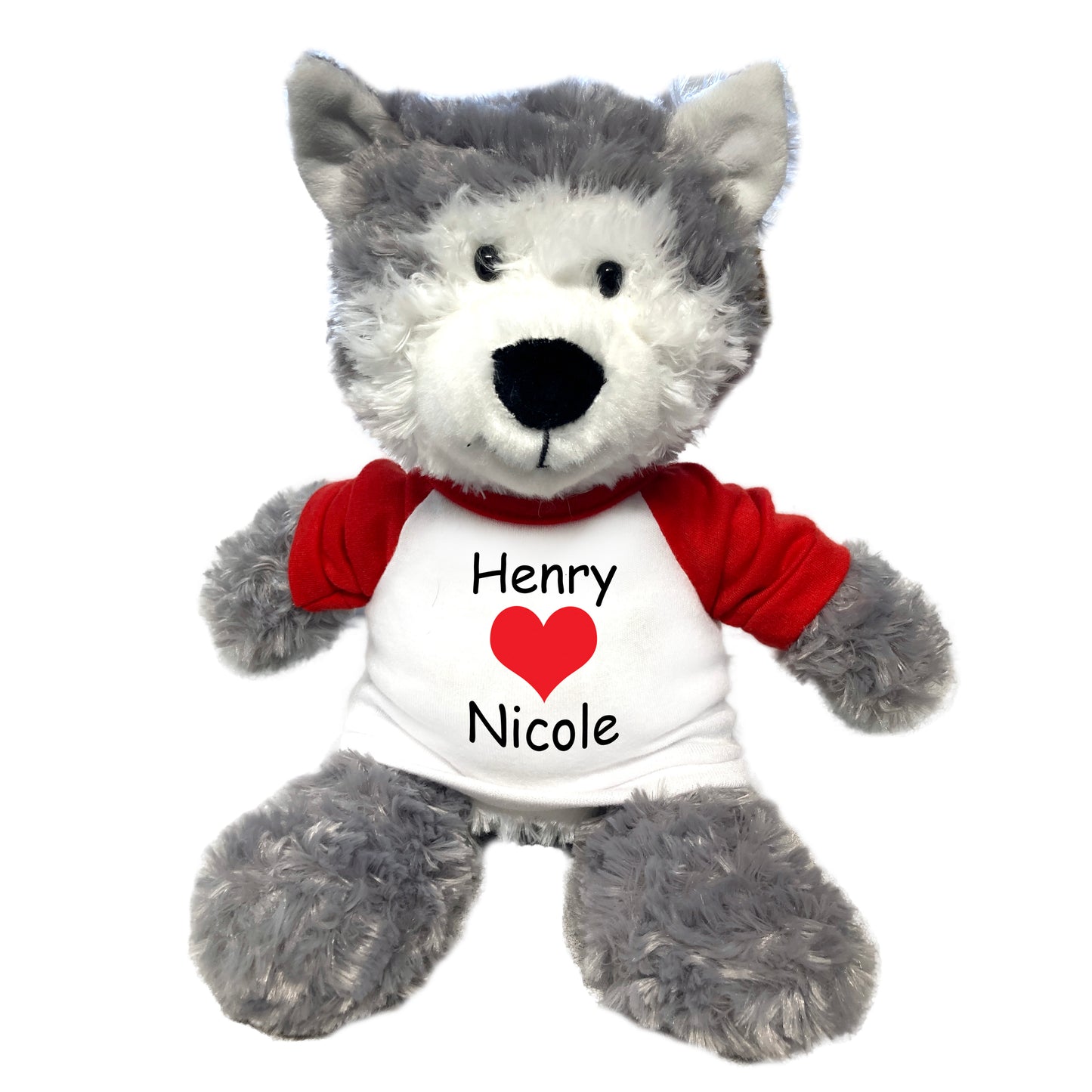 Personalized Valentines Husky Dog / Wolf - 12" Plush