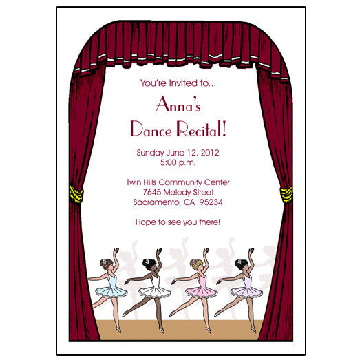 Ballet or Dance recital invitation - Center Stage