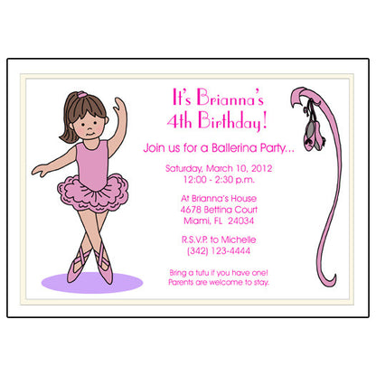 Ballerina Birthday Party Invitations