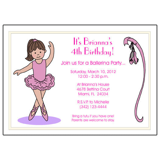 Ballerina Birthday Party Invitations