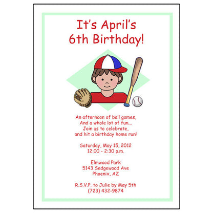 Baseball Kid Invitation - Girl