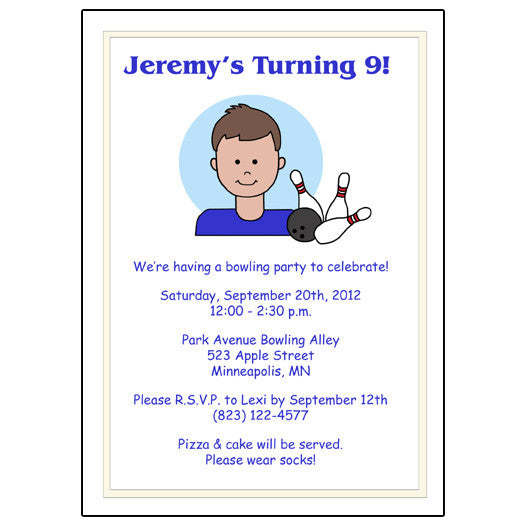 Bowling Kid Birthday Party Invitation - Boy