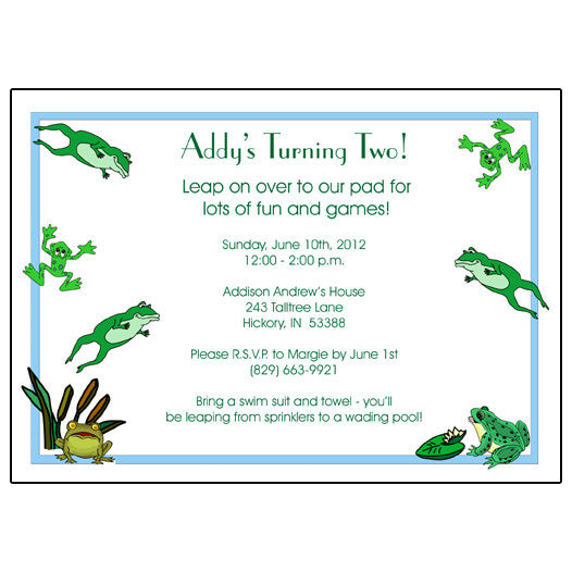 Frog Birthday Party Invitation